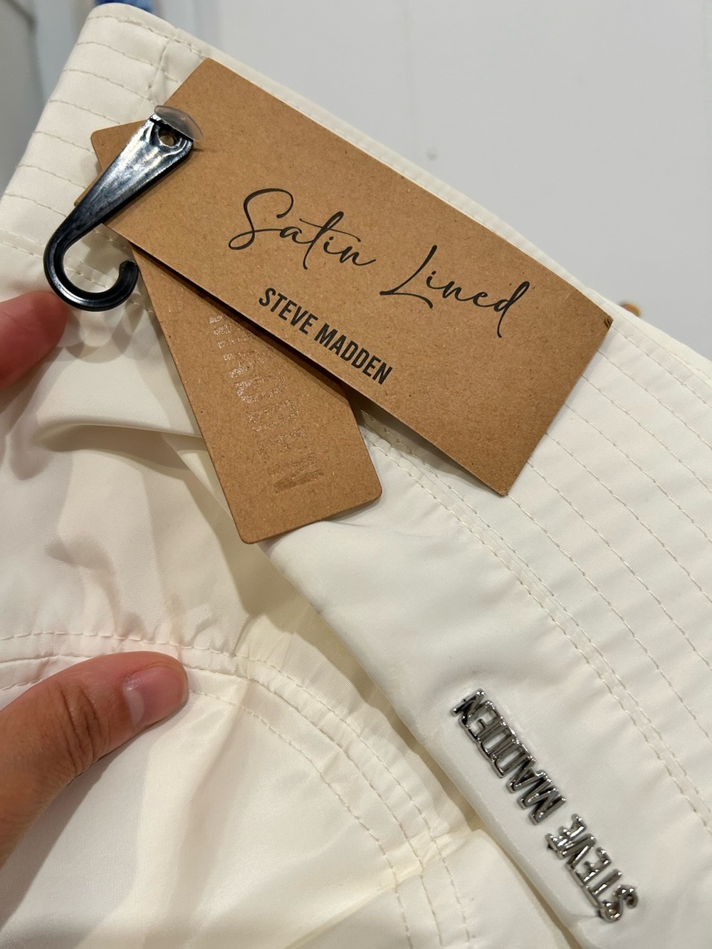 Steve Madden Cream Satin Bucket Hat with Subtle Sheen - Picture 3 of 5